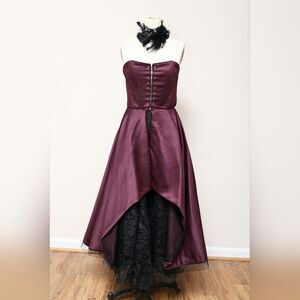 Purple Strapless Lace Up Corset Steampunk Fairygoth Custom Top & Skirt Costume